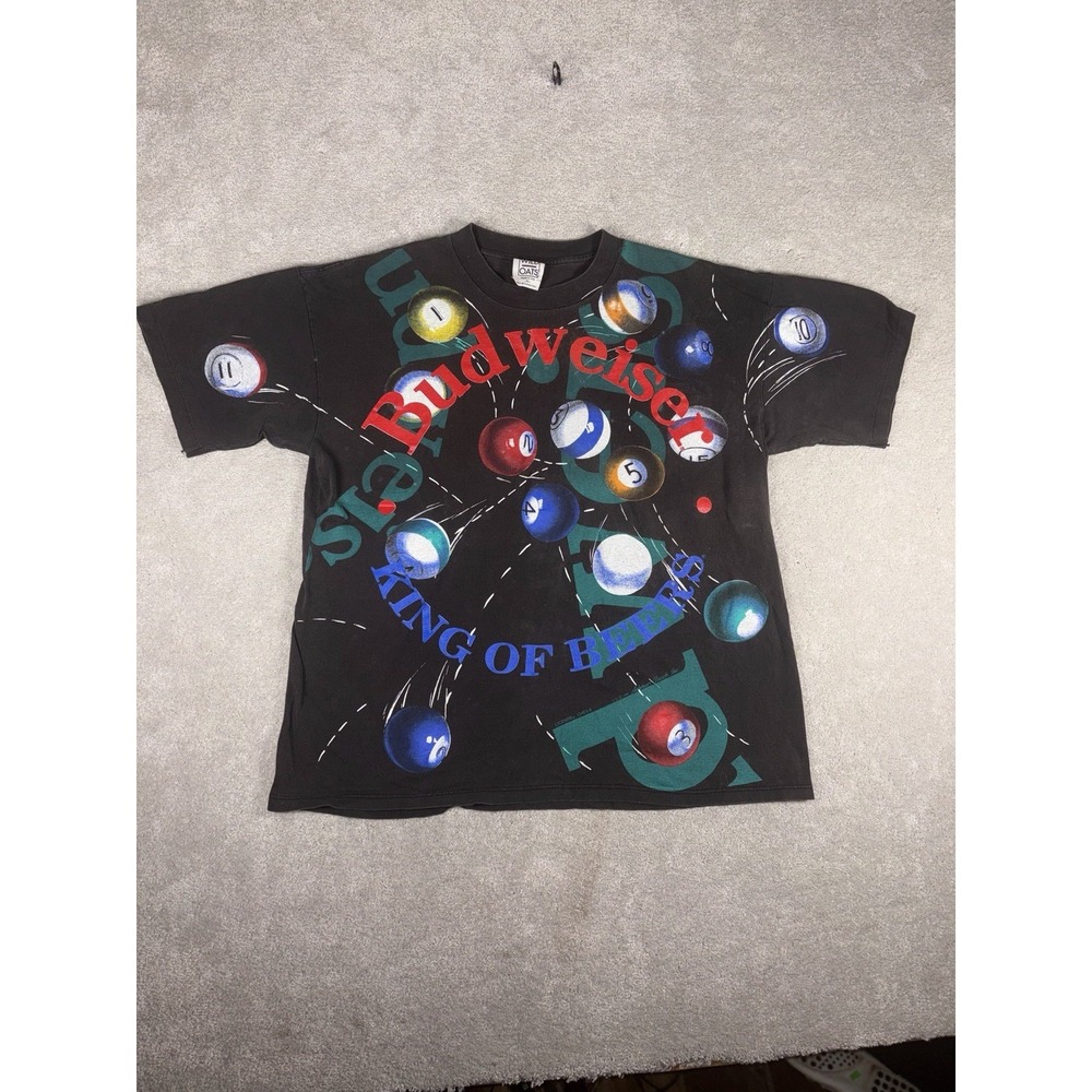 1992 Budweiser Billiards Pool All Over Print Shirt Wild Oats Men's Xl Front Back